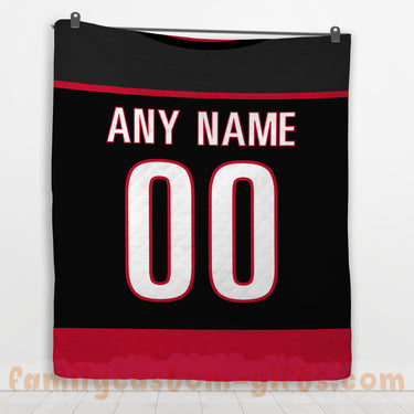 Custom Premium Quilt Blanket Carolina Jersey Ice Hockey Personalized Quilt Gifts for Her & Him